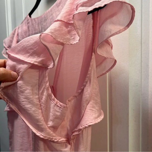 Ryegrass Buckingham Rose Button Front Semi Sheer Ruffle Sleeve Blouse. Size XL. - Picture 11 of 13